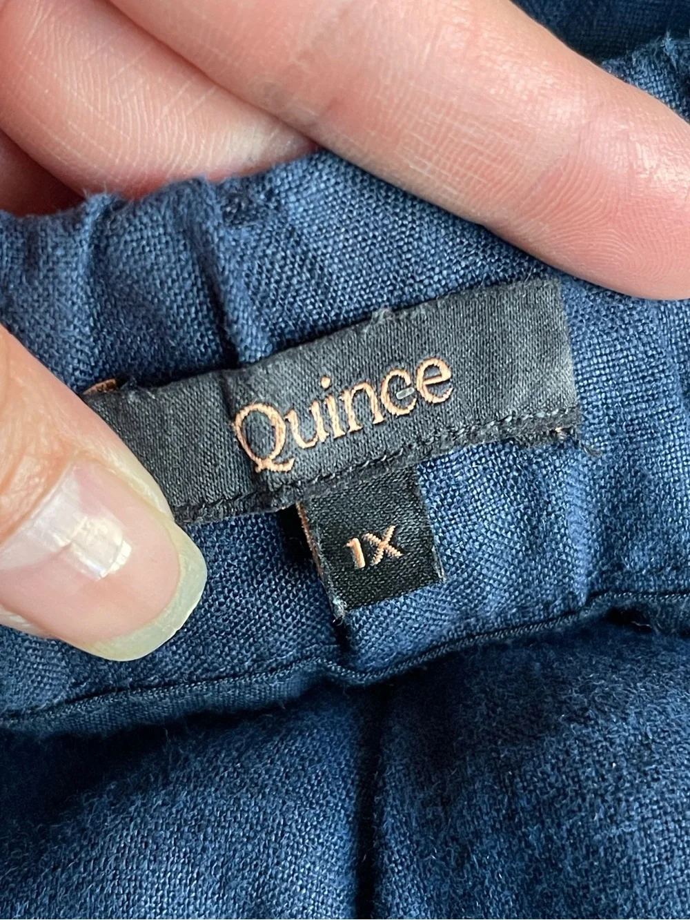 Quince 100% European Linen Navy Pull-On Pants Size 1X Natural Fiber Coastal